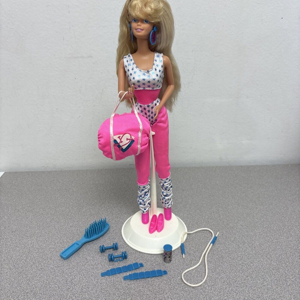 Mattel 1989 Barbie - All Stars Aerobics Star to Party  Doll#9099 +Accessories